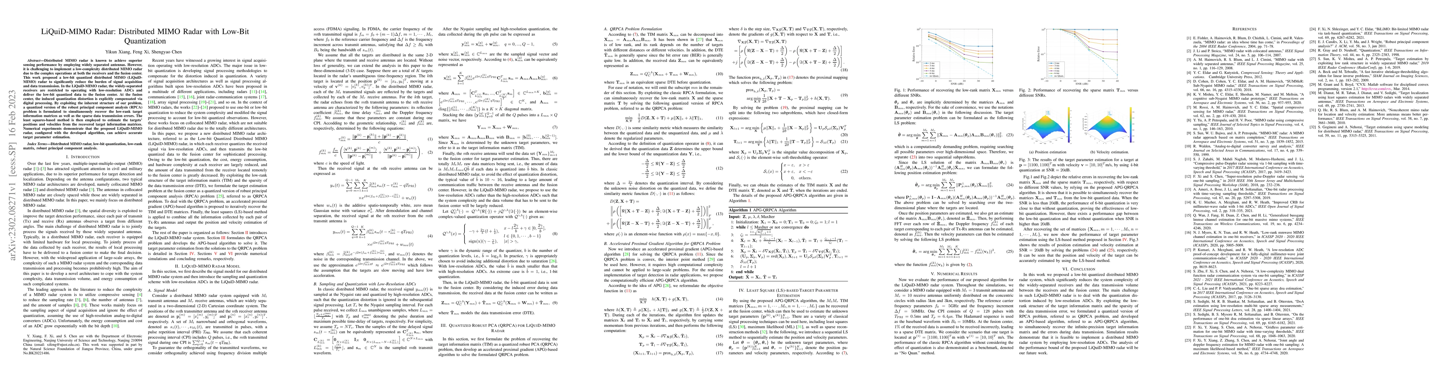 Thumbnail for LiQuiD-MIMO Radar: Distributed MIMO Radar with Low-Bit Quantization