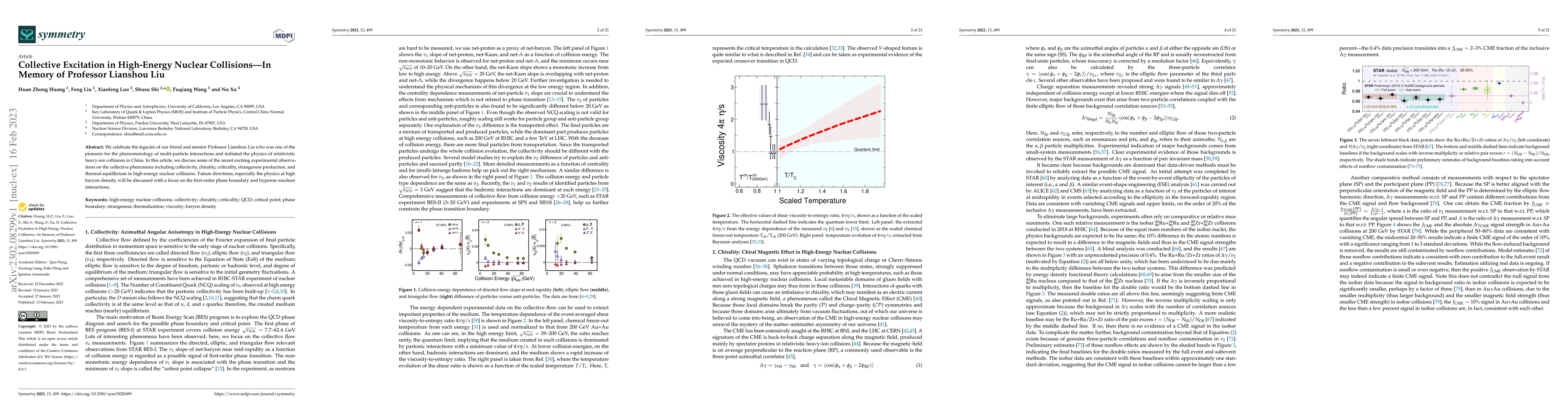 Thumbnail for Collective Excitation in High-Energy Nuclear Collisions -- In Memory of
  Professor Lianshou Liu