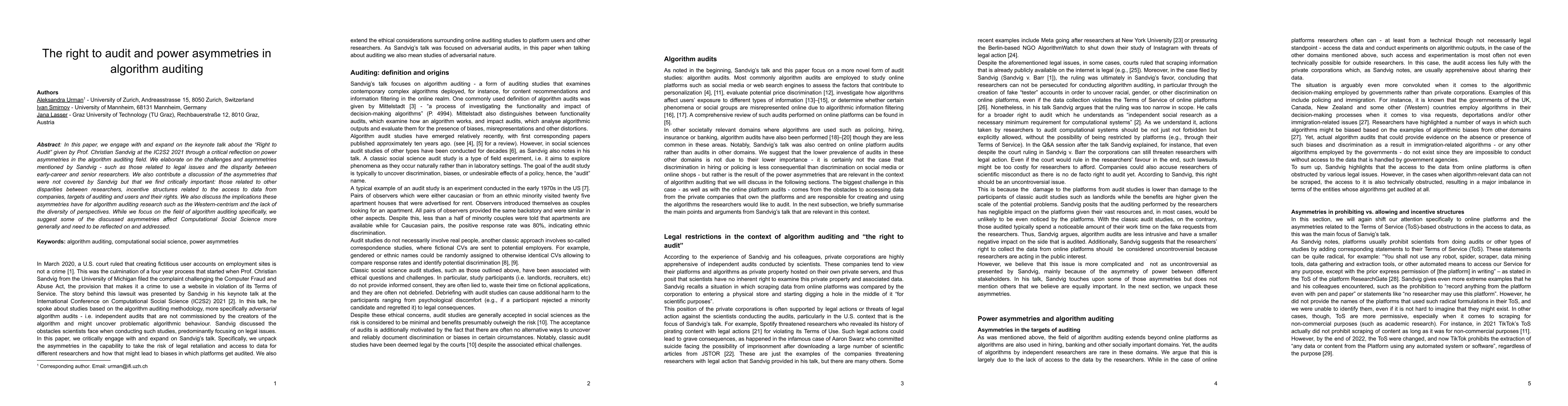 Thumbnail for The right to audit and power asymmetries in algorithm auditing