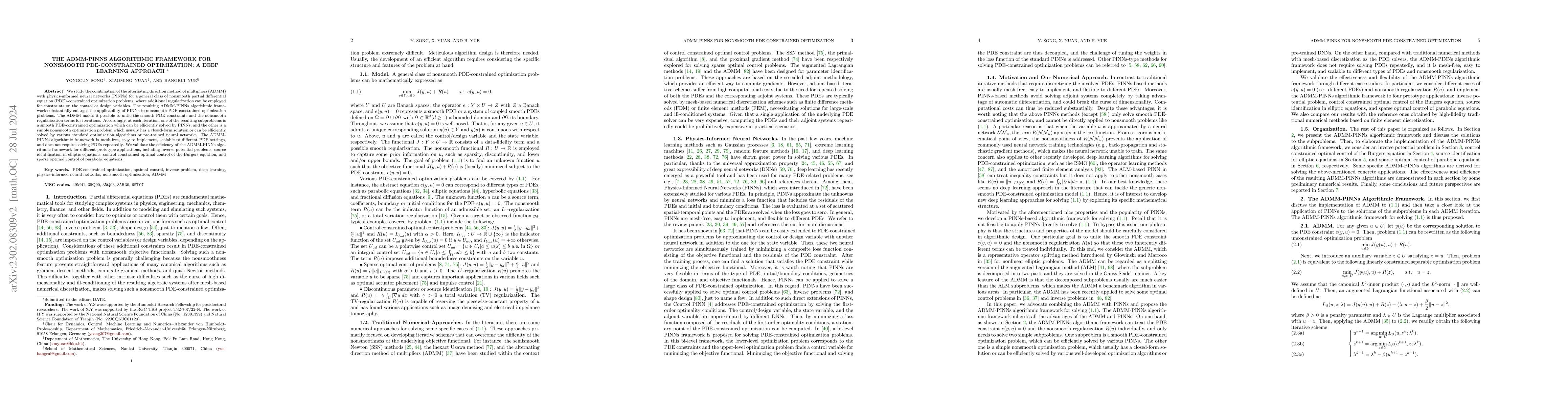 Thumbnail for The ADMM-PINNs Algorithmic Framework for Nonsmooth PDE-Constrained
  Optimization: A Deep Learning Approach