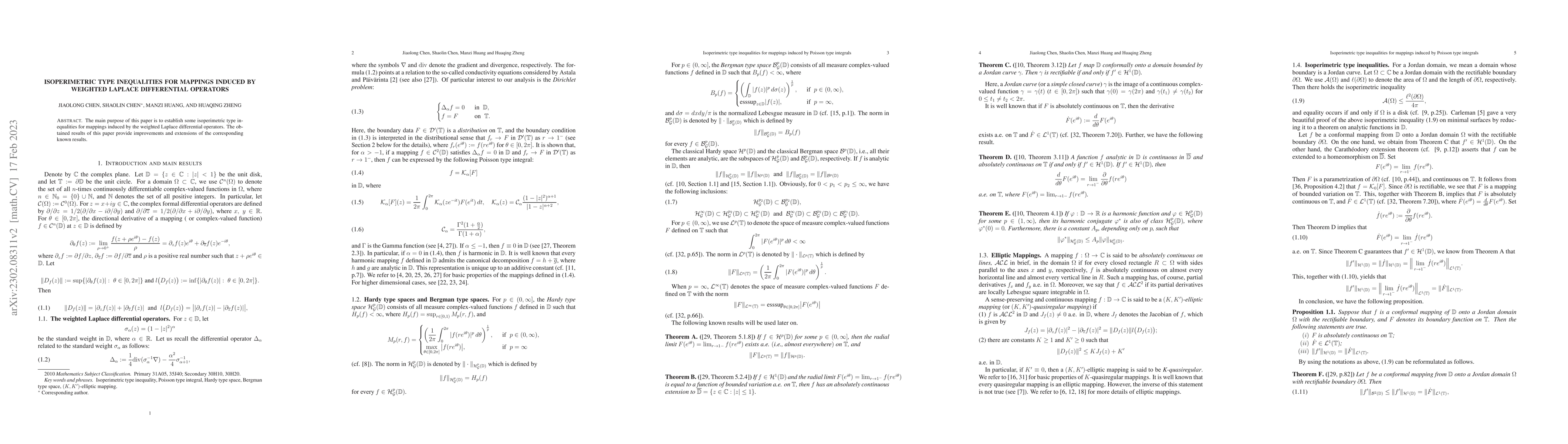 Thumbnail for Isoperimetric type inequalities for mappings induced by weighted Laplace
  differential operators