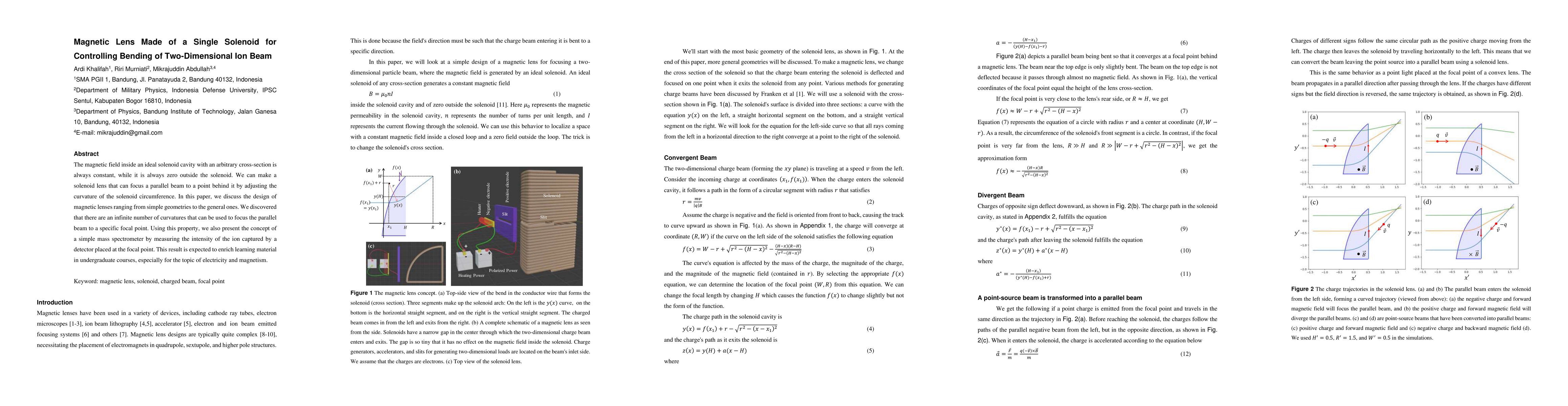Thumbnail for Magnetic Lens Made of a Single Solenoid for Controlling Bending of
  Two-Dimensional Ion Beam