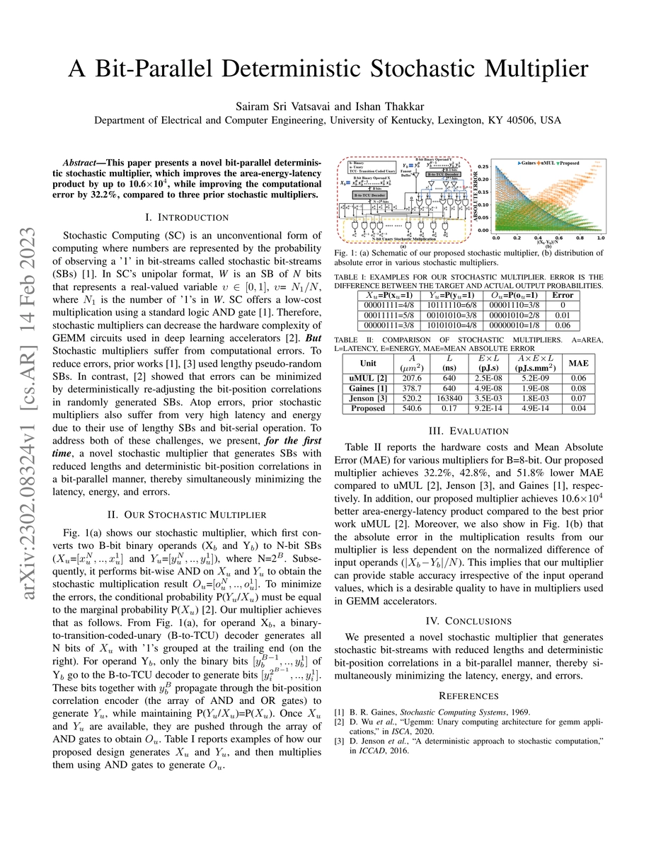 Thumbnail for A Bit-Parallel Deterministic Stochastic Multiplier