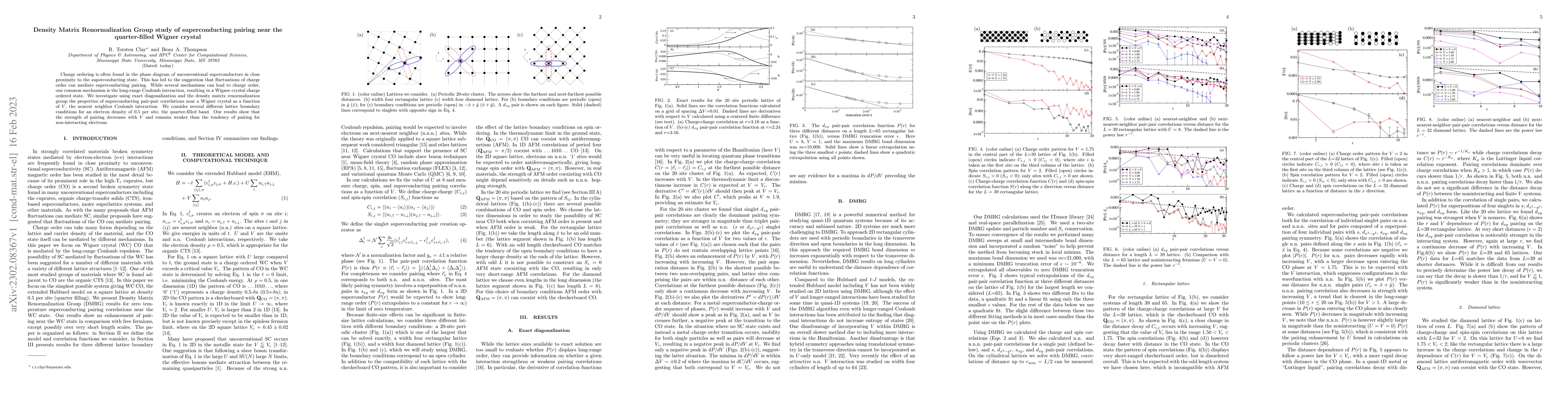 Thumbnail for Density Matrix Renormalization Group study of superconducting pairing
  near the quarter-filled Wigner crystal