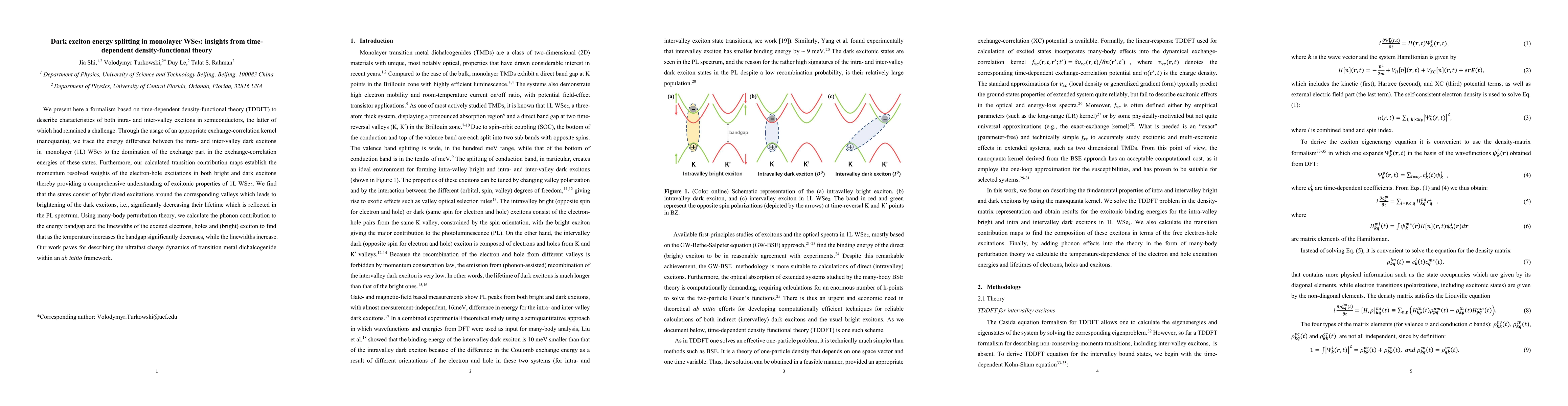 Thumbnail for Dark exciton energy splitting in monolayer WSe2: insights from
  time-dependent density-functional theory
