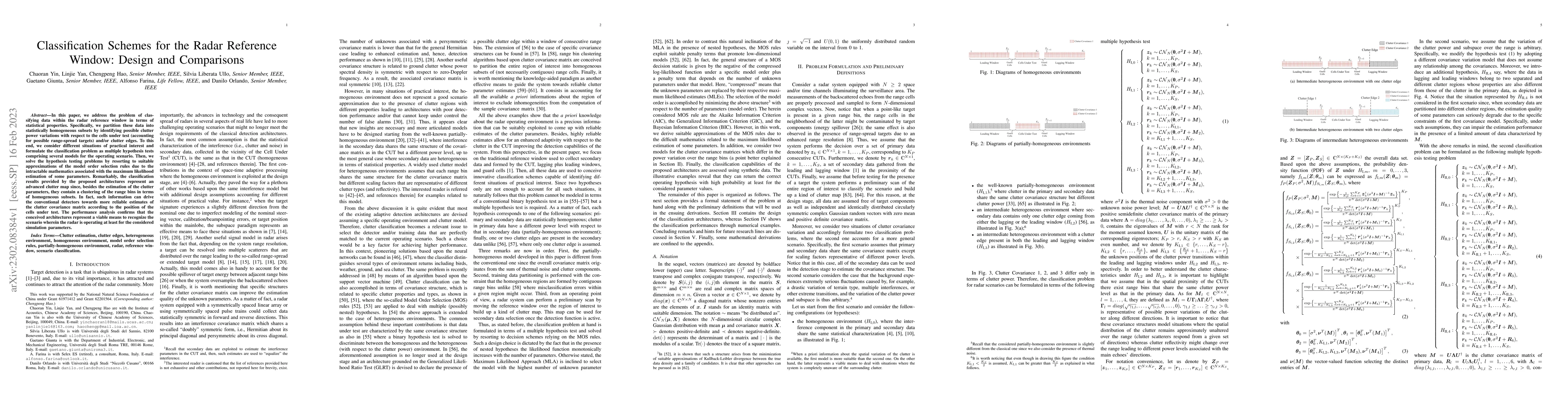 Thumbnail for Classification Schemes for the Radar Reference Window: Design and
  Comparisons