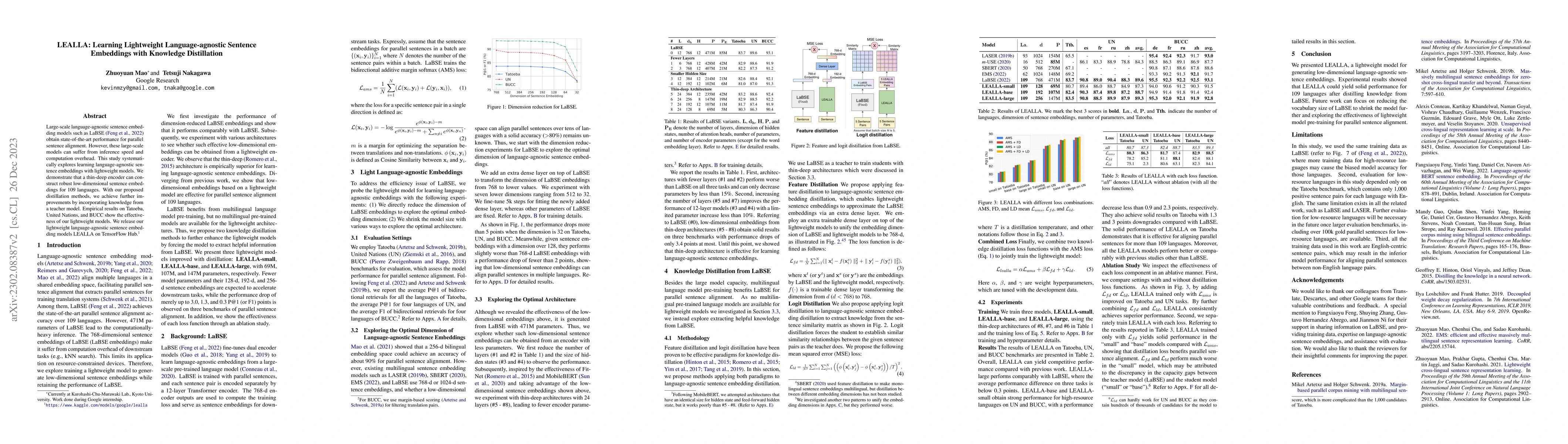 Thumbnail for LEALLA: Learning Lightweight Language-agnostic Sentence Embeddings with
  Knowledge Distillation