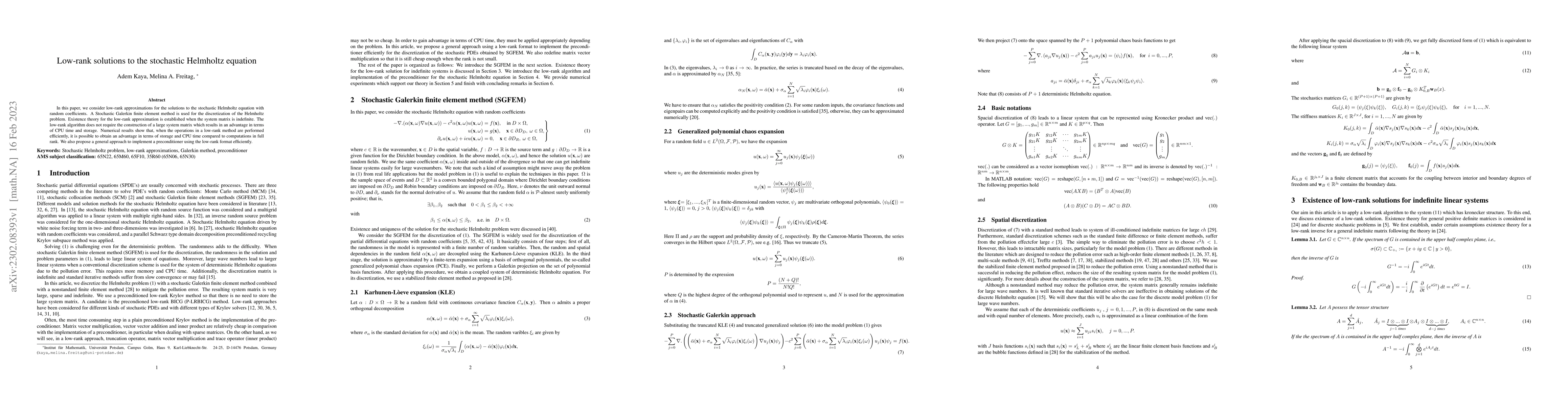 Thumbnail for Low-rank solutions to the stochastic Helmholtz equation