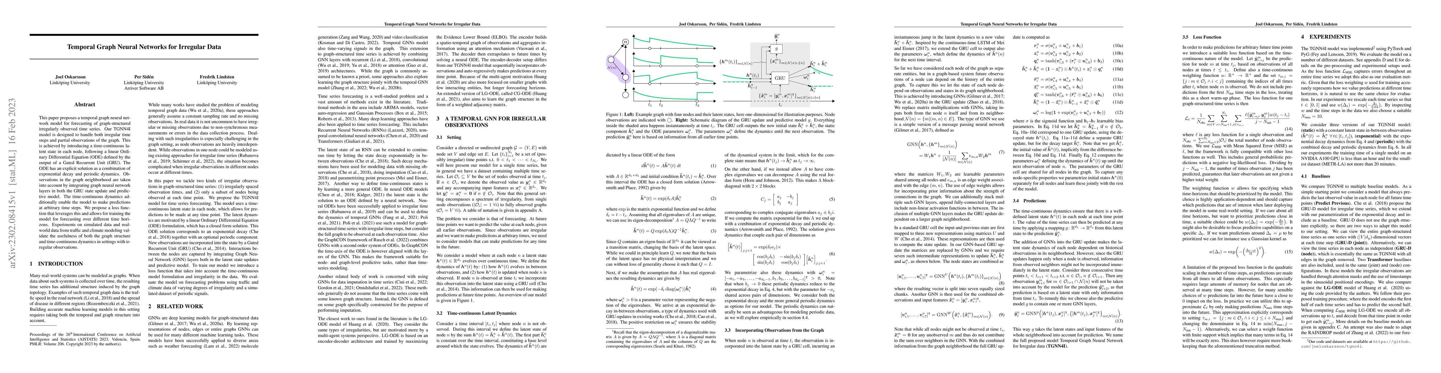 Thumbnail for Temporal Graph Neural Networks for Irregular Data