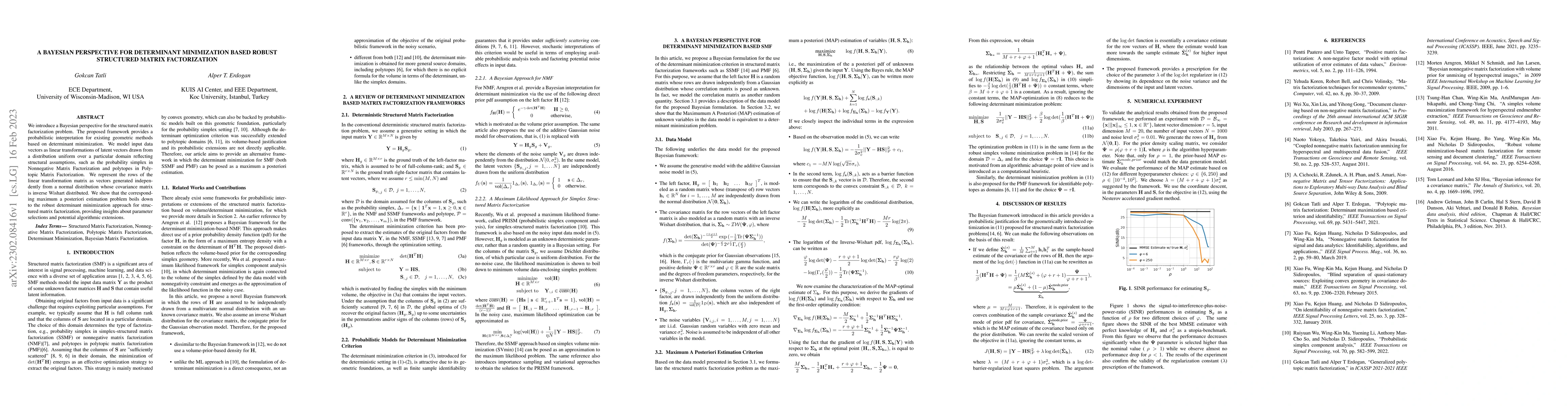 Thumbnail for A Bayesian Perspective for Determinant Minimization Based Robust
  Structured Matrix Factorizatio