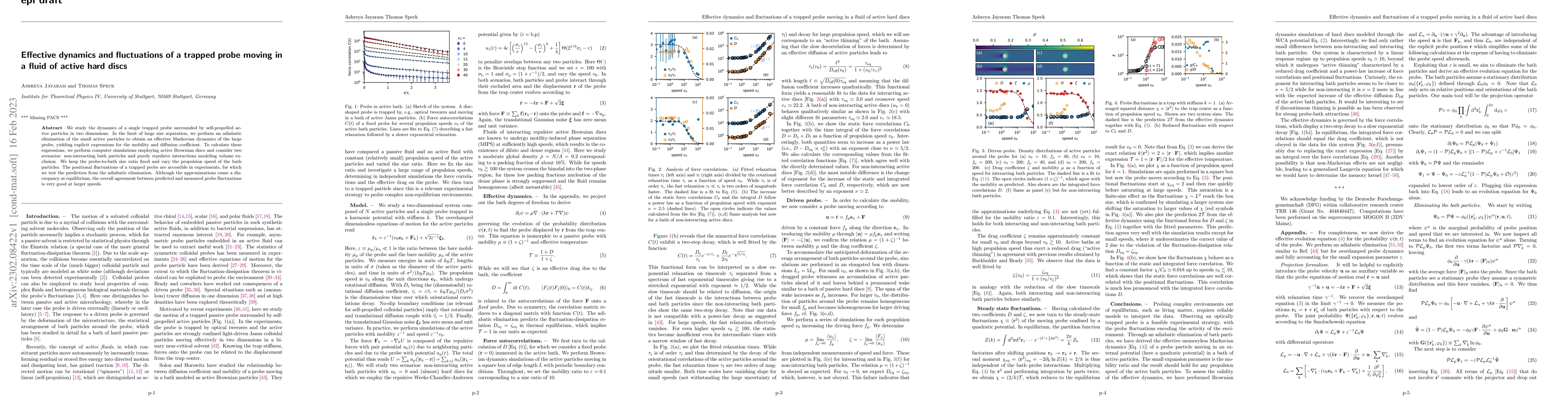 Thumbnail for Effective dynamics and fluctuations of a trapped probe moving in a fluid
  of active hard discs