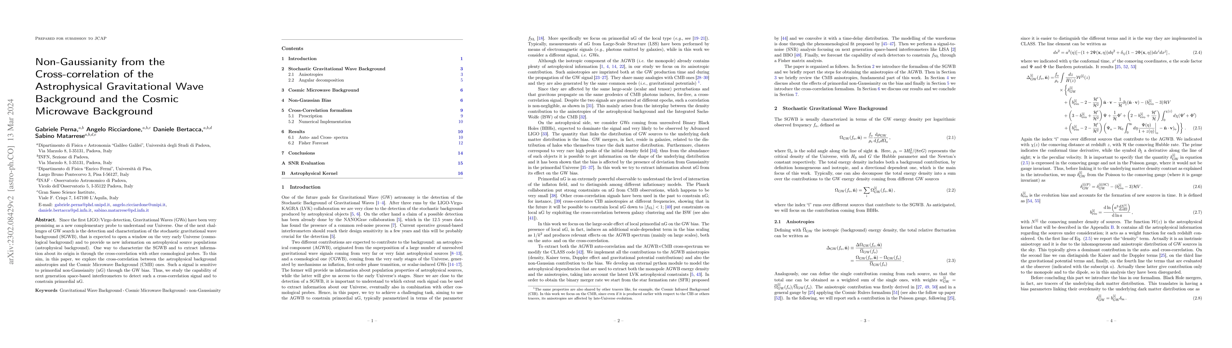 Thumbnail for Non-Gaussianity from the Cross-correlation of the Astrophysical
  Gravitational Wave Background and the Cosmic Microwave Background