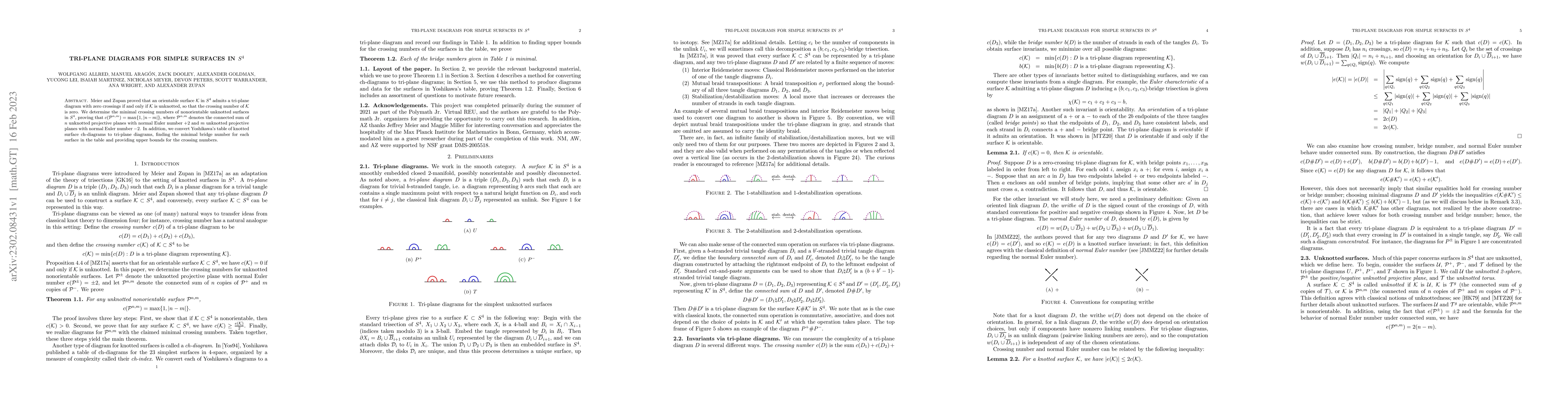 Thumbnail for Tri-plane diagrams for simple surfaces in $S^4$