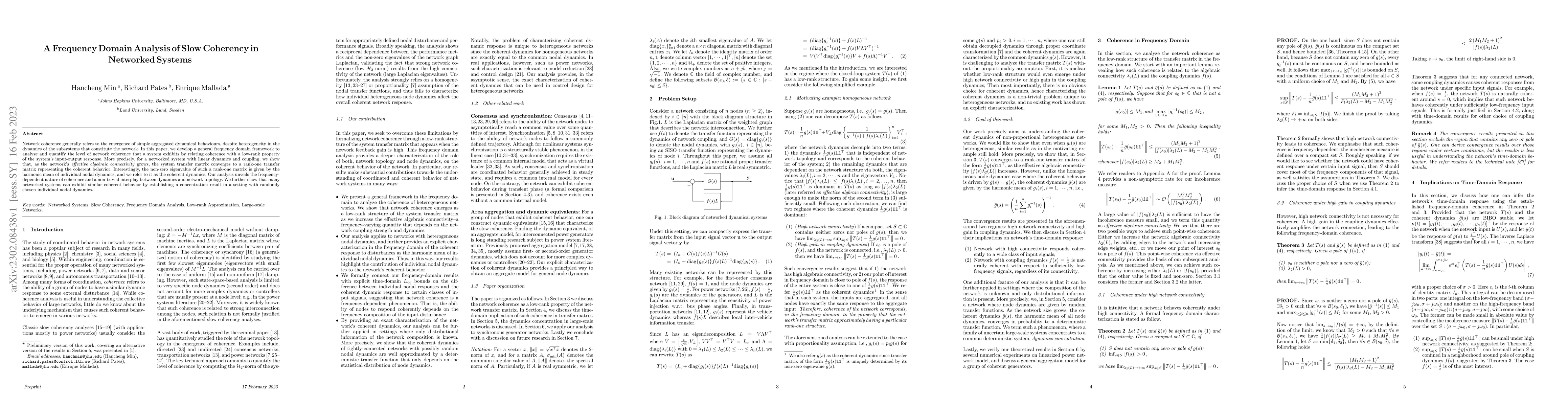 Thumbnail for A Frequency Domain Analysis of Slow Coherency in Networked Systems
