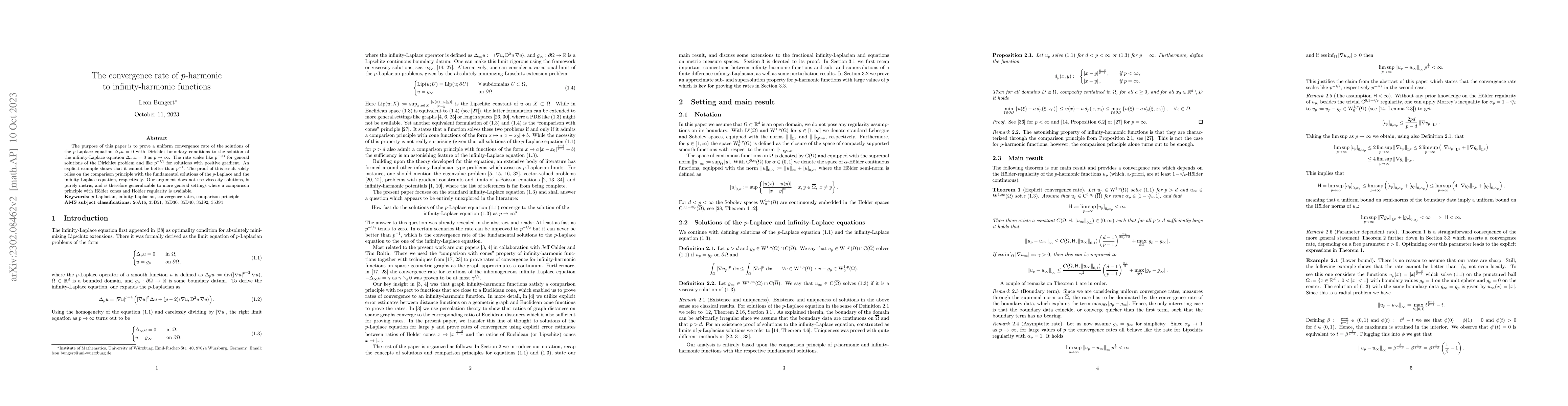 Thumbnail for The convergence rate of $p$-harmonic to infinity-harmonic functions
