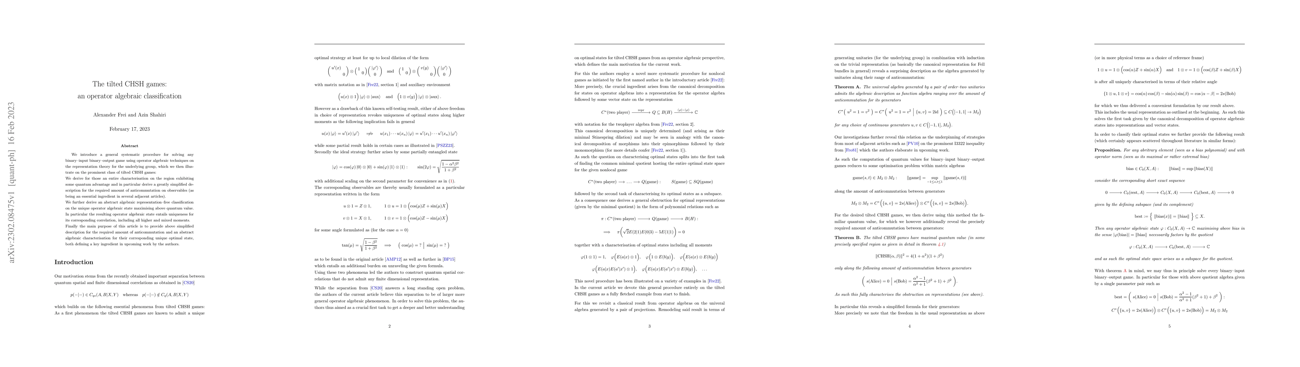Thumbnail for The tilted CHSH games: an operator algebraic classification