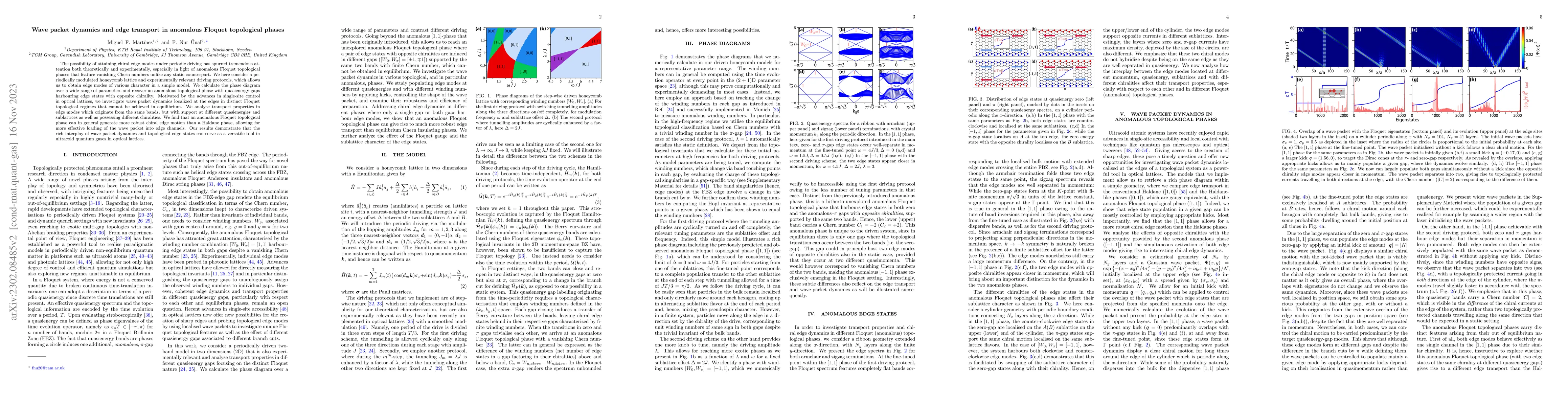 Thumbnail for Wave packet dynamics and edge transport in anomalous Floquet topological
  phases