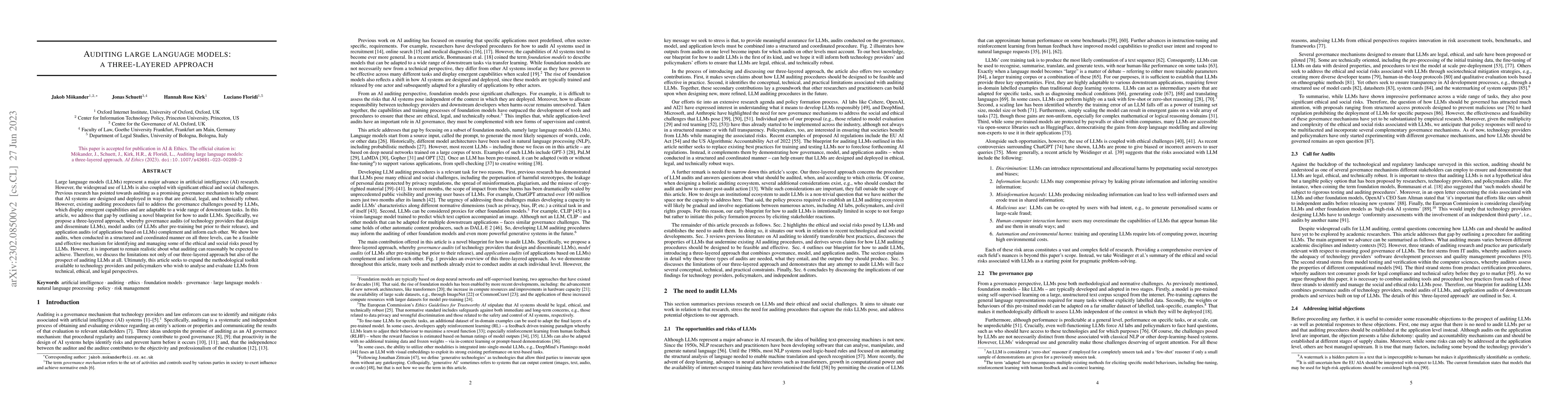 Thumbnail for Auditing large language models: a three-layered approach