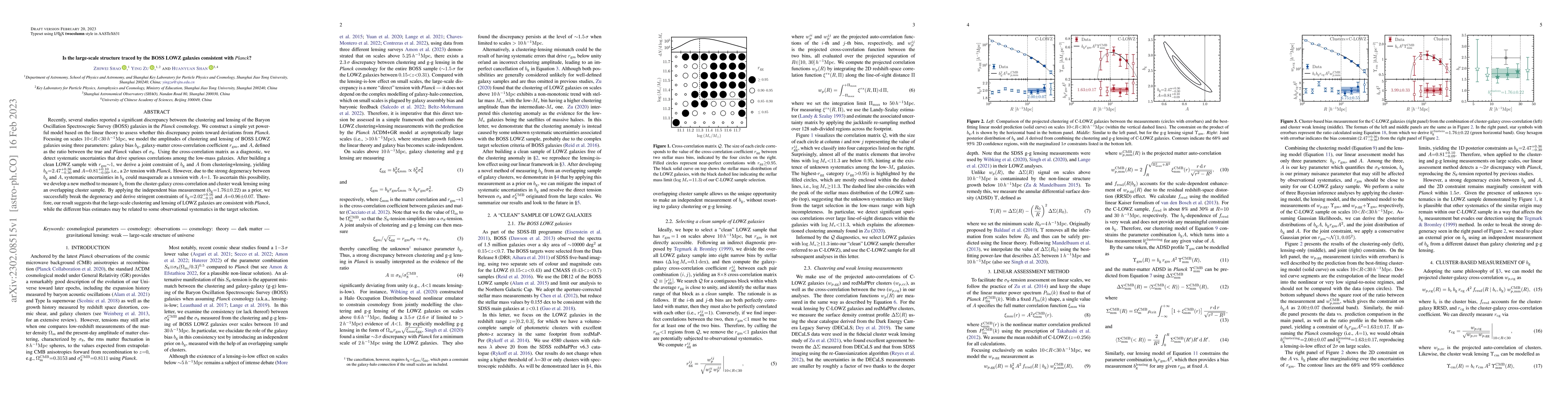Thumbnail for Is the large-scale structure traced by the BOSS LOWZ galaxies consistent
  with $\textit{Planck}$?