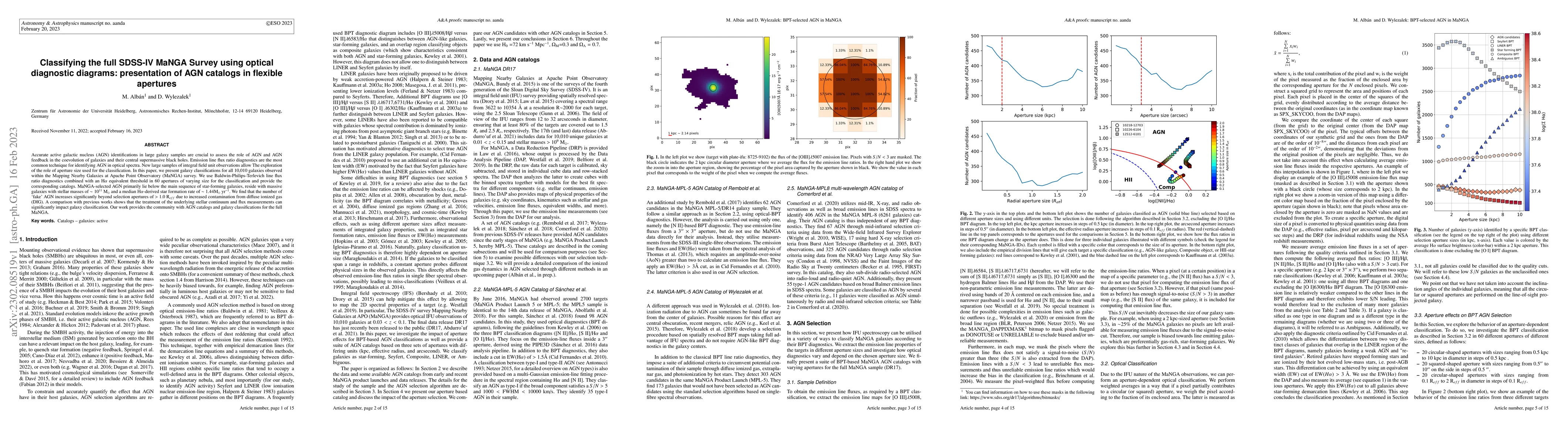 Thumbnail for Classifying the full SDSS-IV MaNGA Survey using optical diagnostic
  diagrams: presentation of AGN catalogs in flexible apertures
