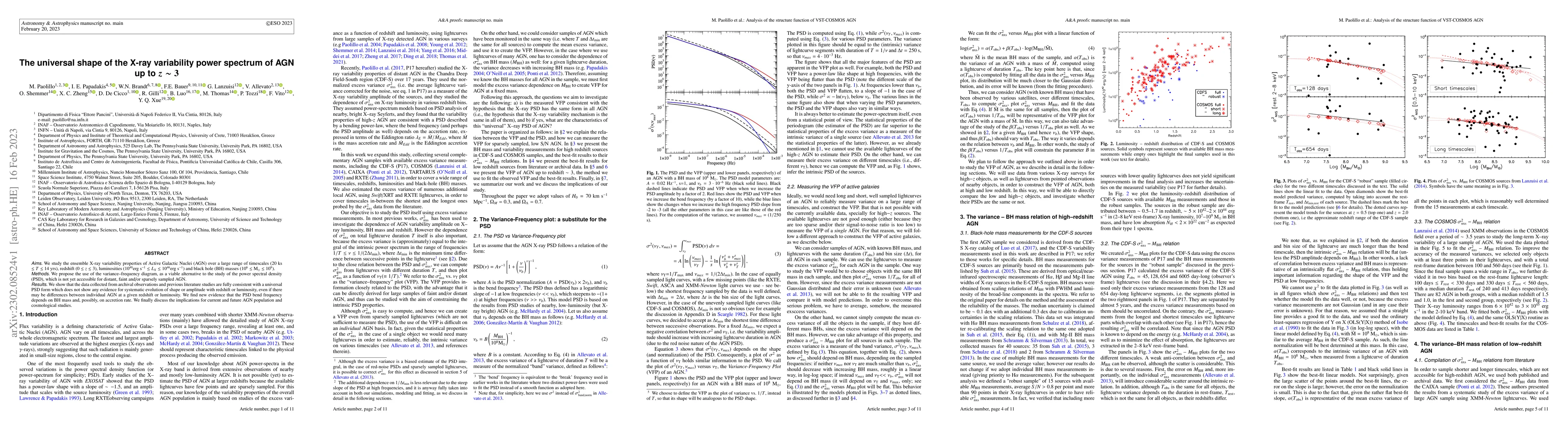 Thumbnail for The universal shape of the X-ray variability power spectrum of AGN up to
  $z\sim 3$