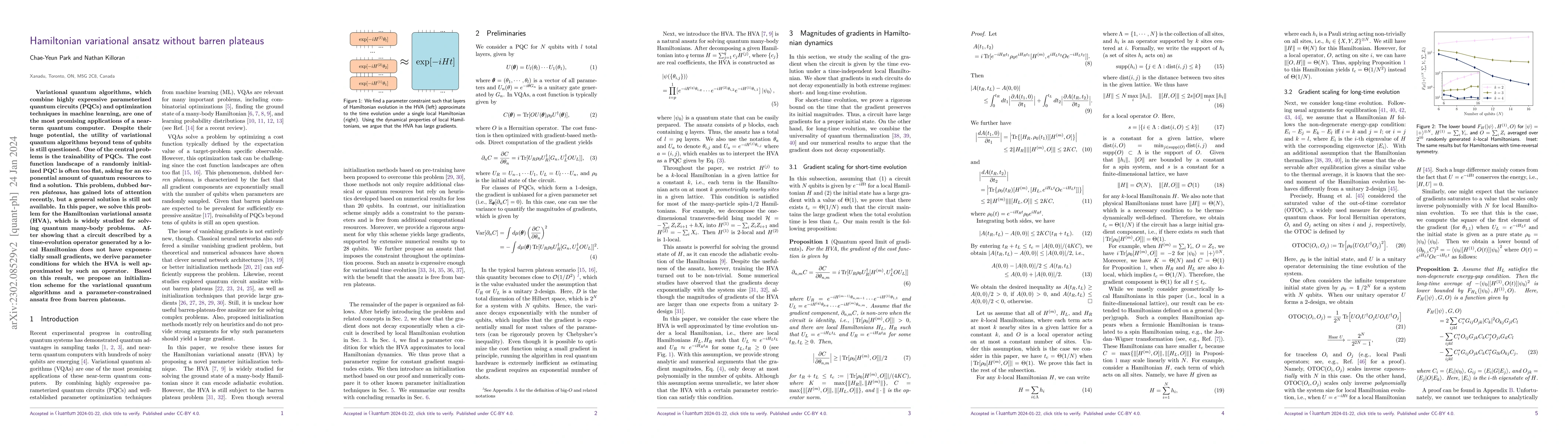 Thumbnail for Hamiltonian variational ansatz without barren plateaus