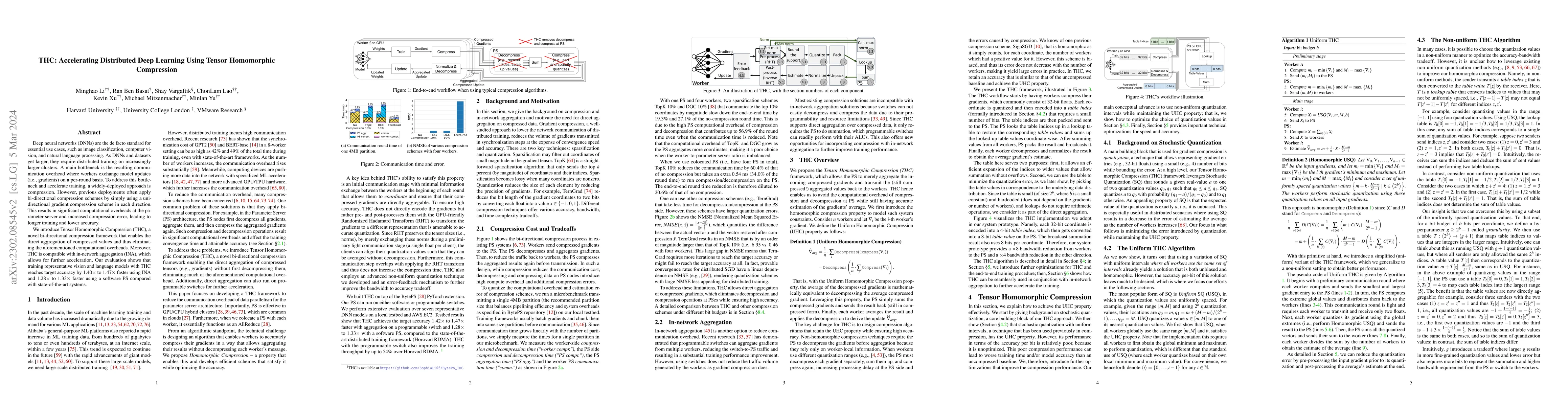 Thumbnail for THC: Accelerating Distributed Deep Learning Using Tensor Homomorphic
  Compression