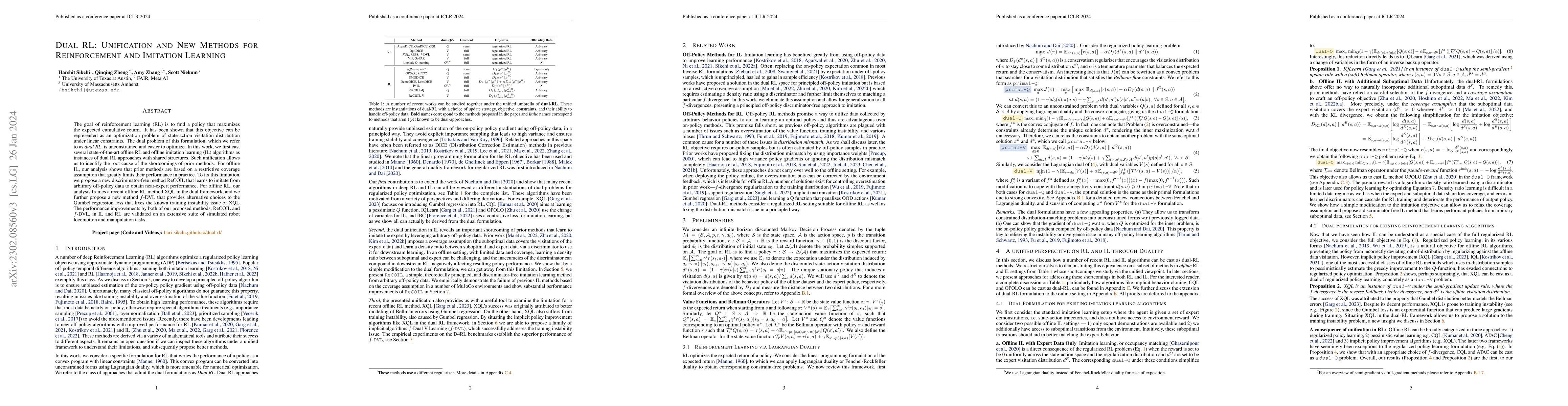 Thumbnail for Dual RL: Unification and New Methods for Reinforcement and Imitation
  Learning