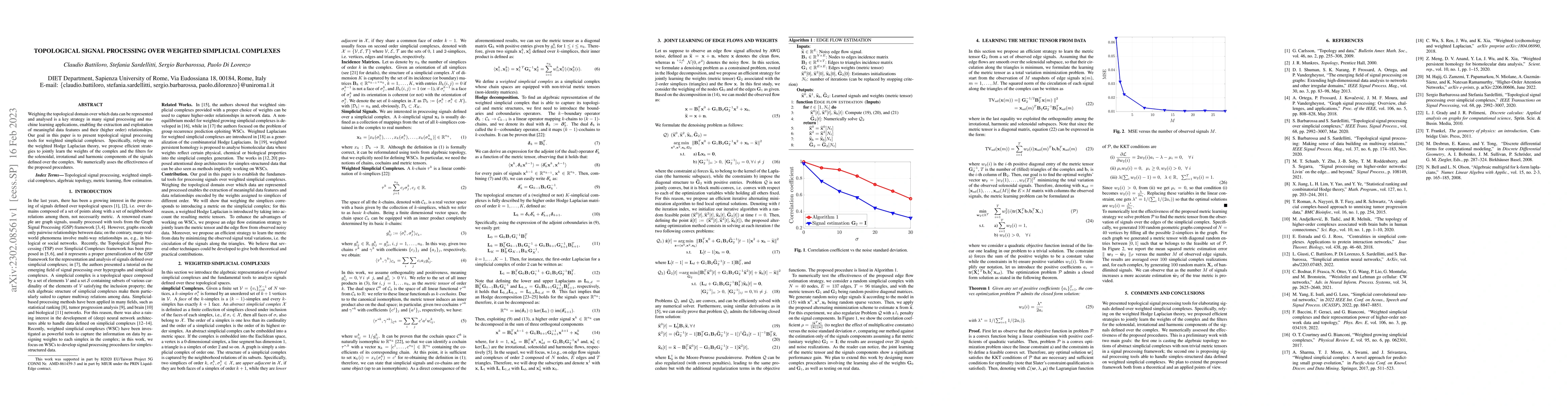 Thumbnail for Topological Signal Processing over Weighted Simplicial Complexes