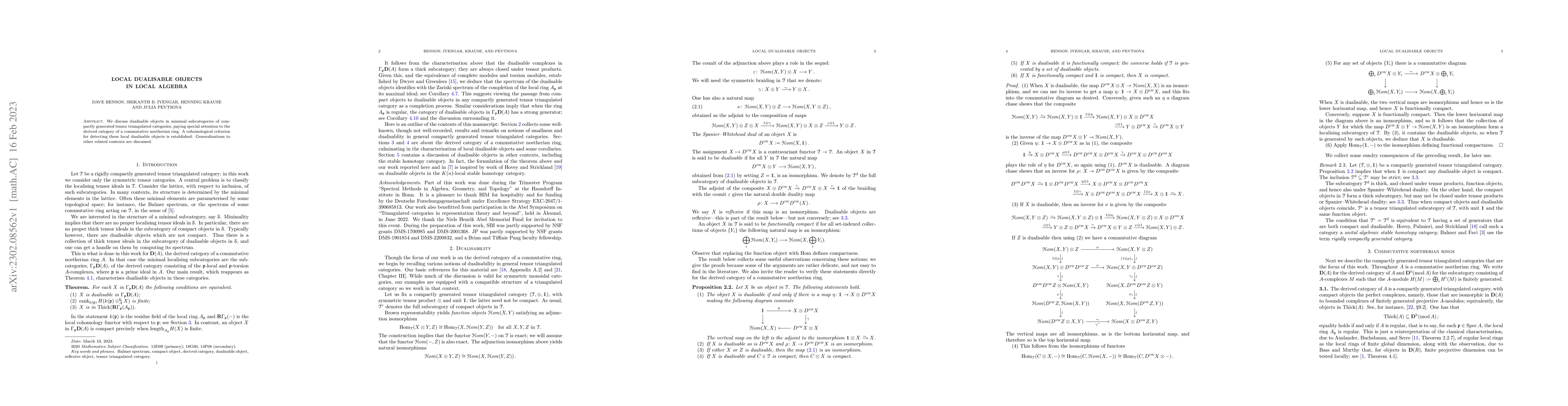 Thumbnail for Local dualisable objects in local algebra