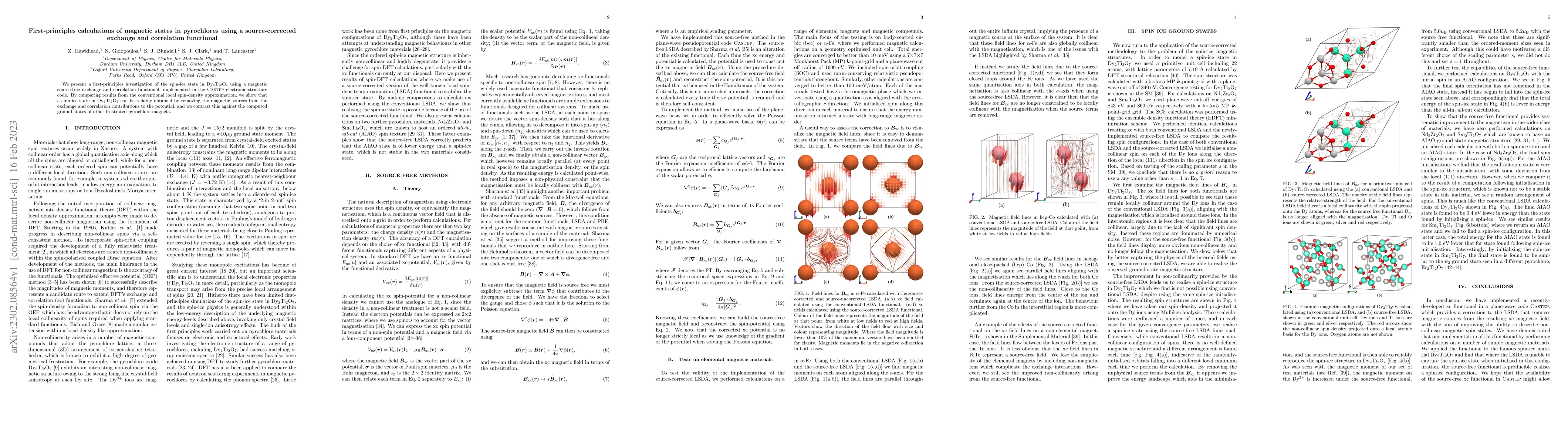 Thumbnail for First-principles calculations of magnetic states in pyrochlores using a
  source-corrected exchange and correlation functional