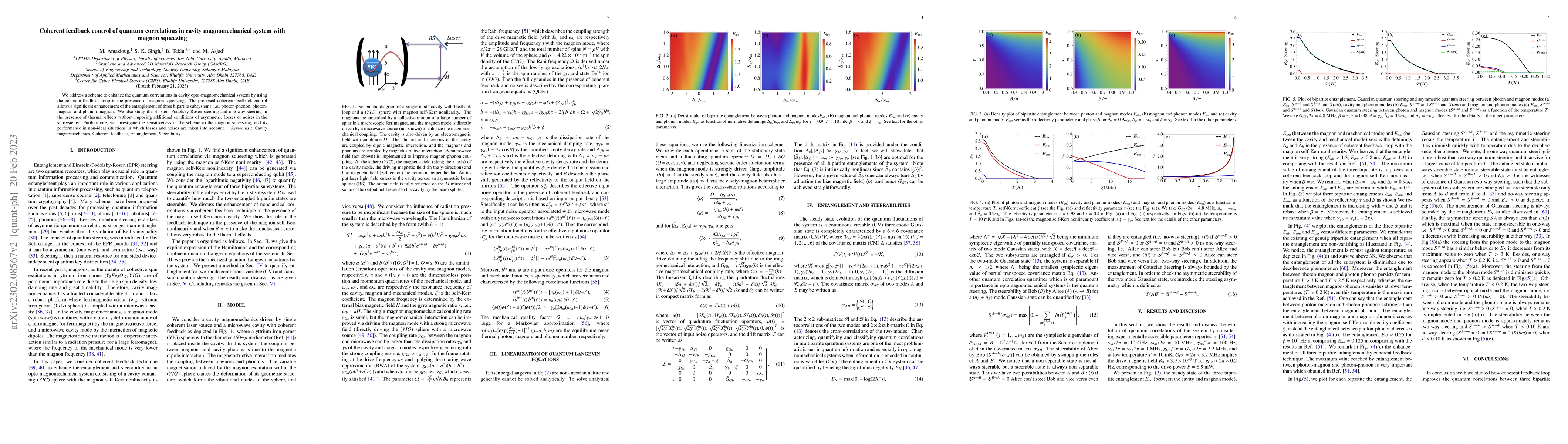 Thumbnail for Coherent feedback control of quantum correlations in cavity
  magnomechanical system with magnon squeezing