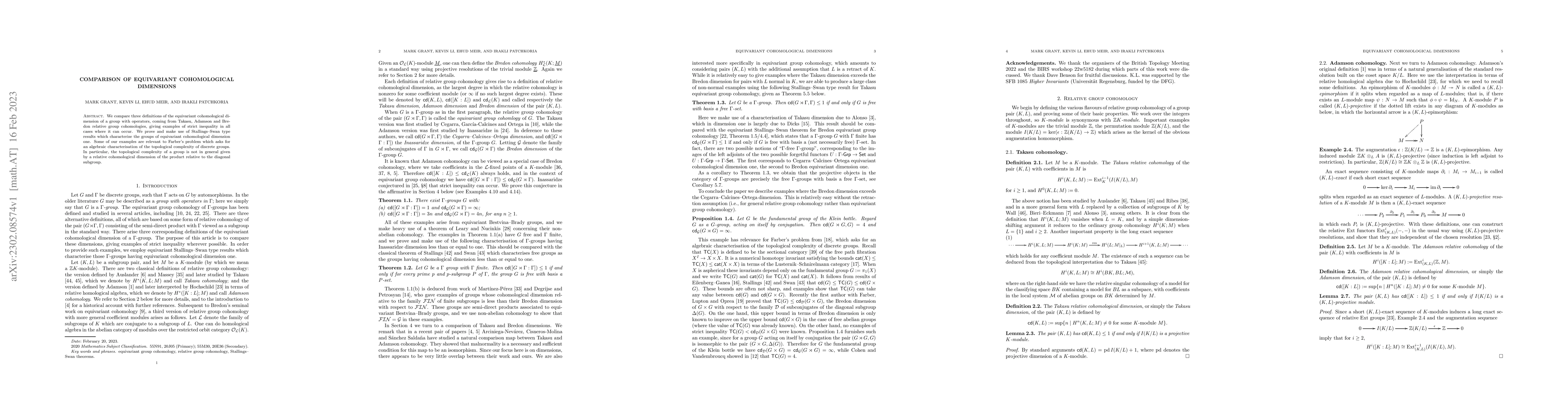 Thumbnail for Comparison of equivariant cohomological dimensions