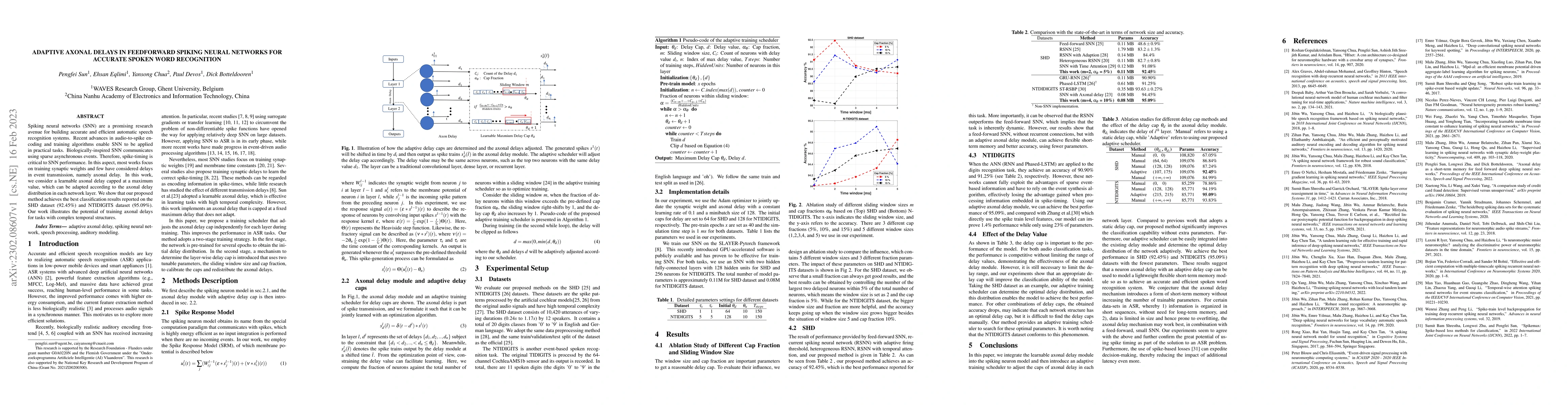 Thumbnail for Adaptive Axonal Delays in feedforward spiking neural networks for
  accurate spoken word recognition