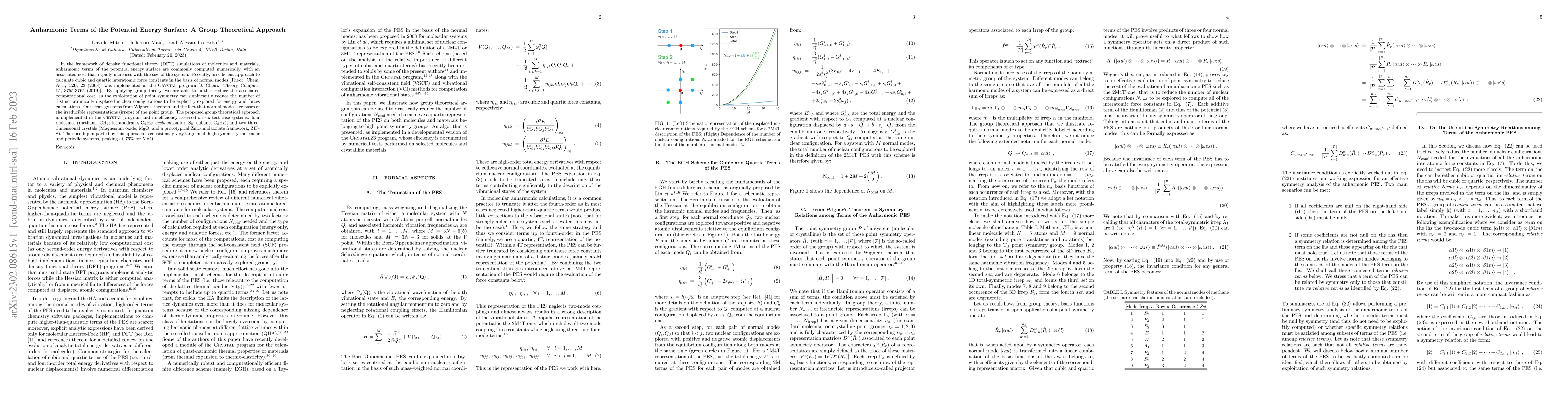 Thumbnail for Anharmonic Terms of the Potential Energy Surface: A Group Theoretical
  Approach