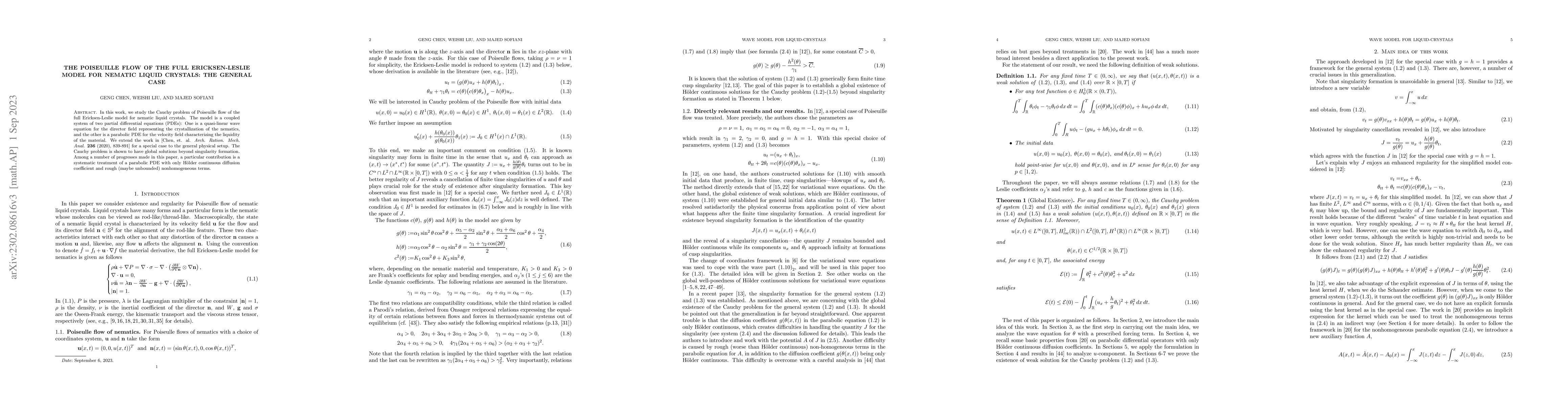 Thumbnail for The Poiseuille flow of the full Ericksen-Leslie model for nematic liquid
  crystals: The general Case