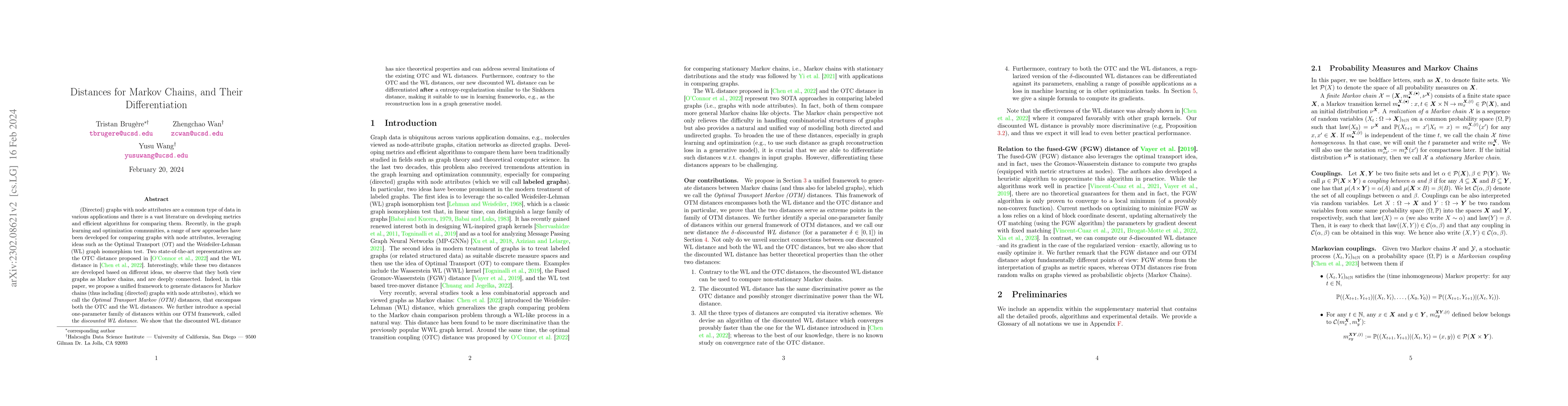 Thumbnail for Distances for Markov Chains, and Their Differentiation