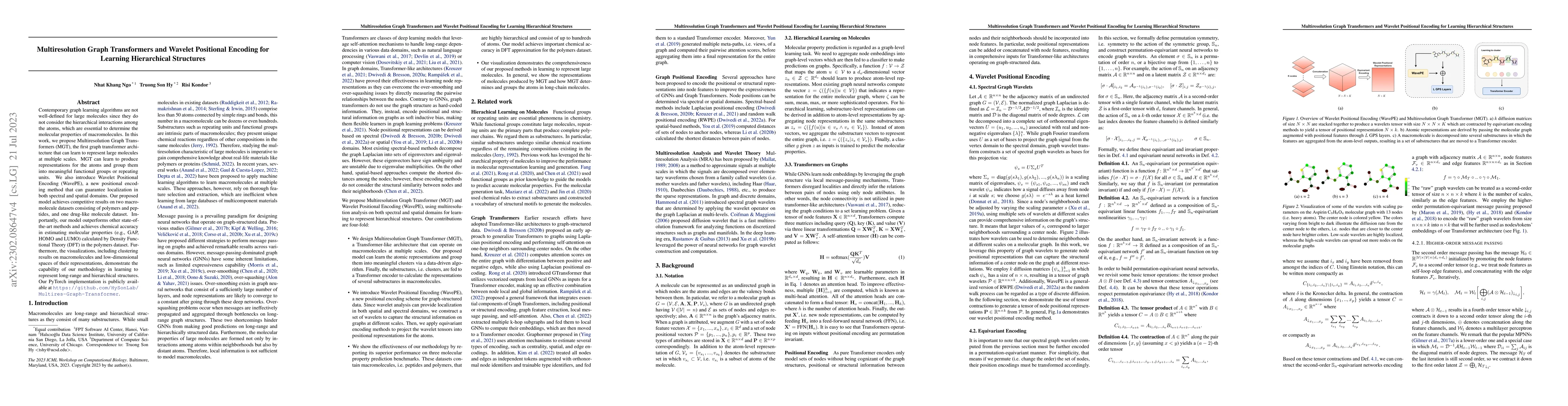Thumbnail for Multiresolution Graph Transformers and Wavelet Positional Encoding for
  Learning Hierarchical Structures