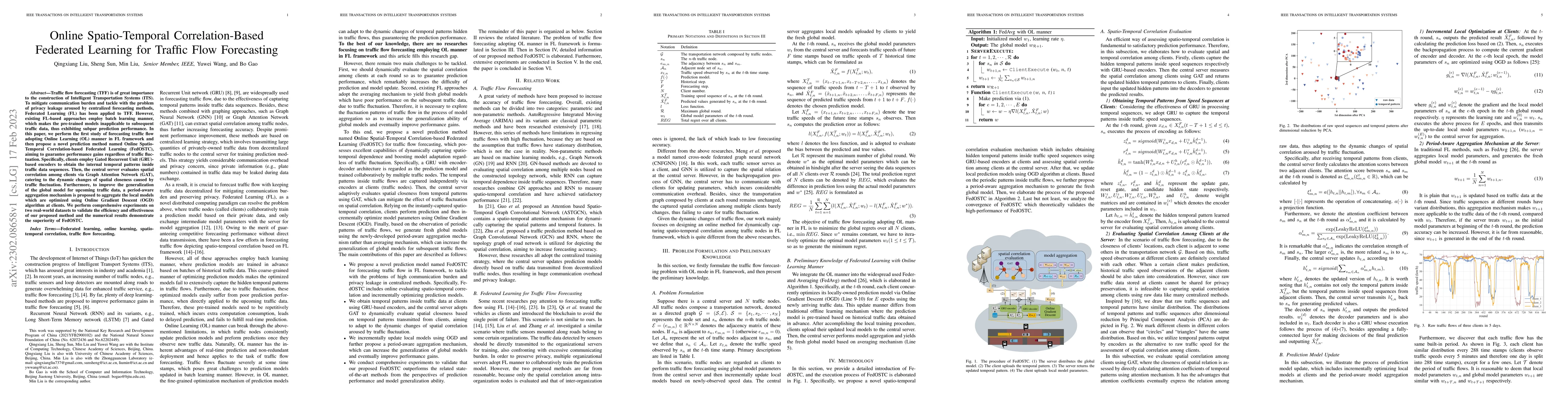 Thumbnail for Online Spatio-Temporal Correlation-Based Federated Learning for Traffic
  Flow Forecasting