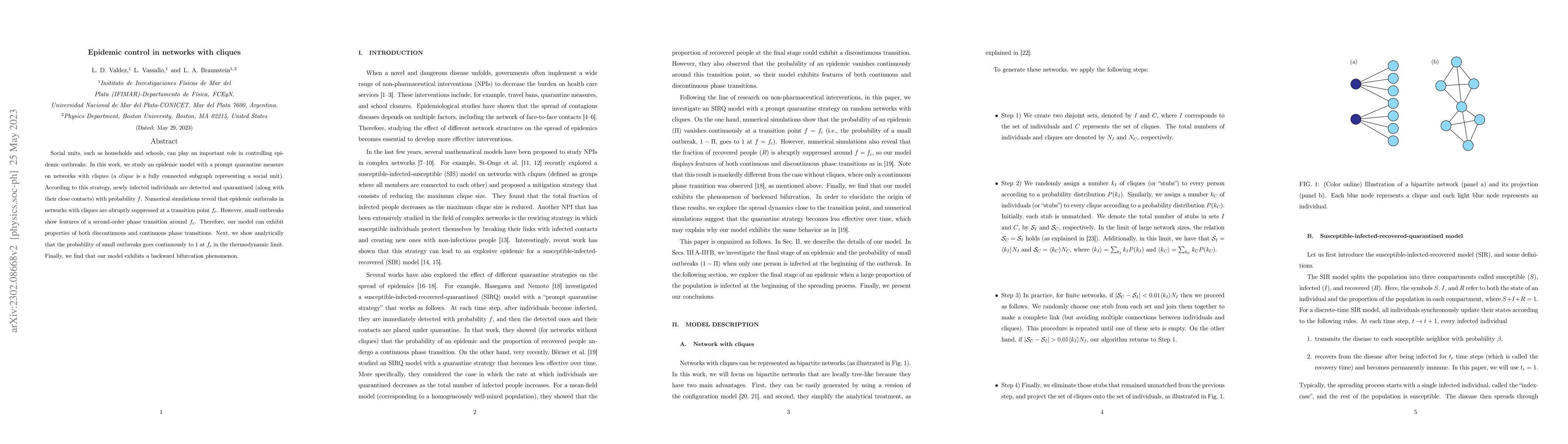 Thumbnail for Epidemic control in networks with cliques