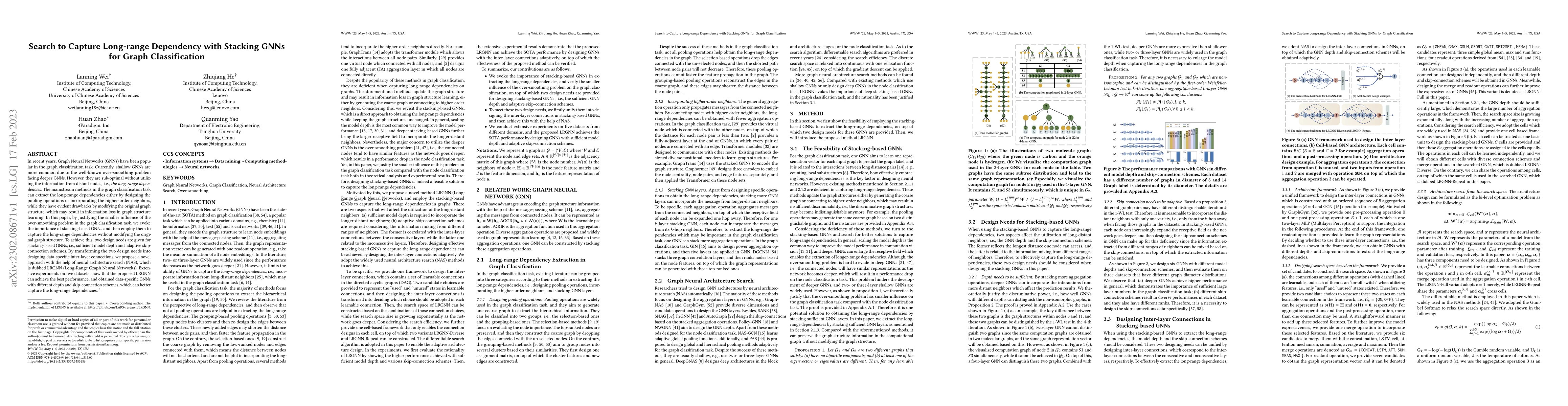 Thumbnail for Search to Capture Long-range Dependency with Stacking GNNs for Graph
  Classification