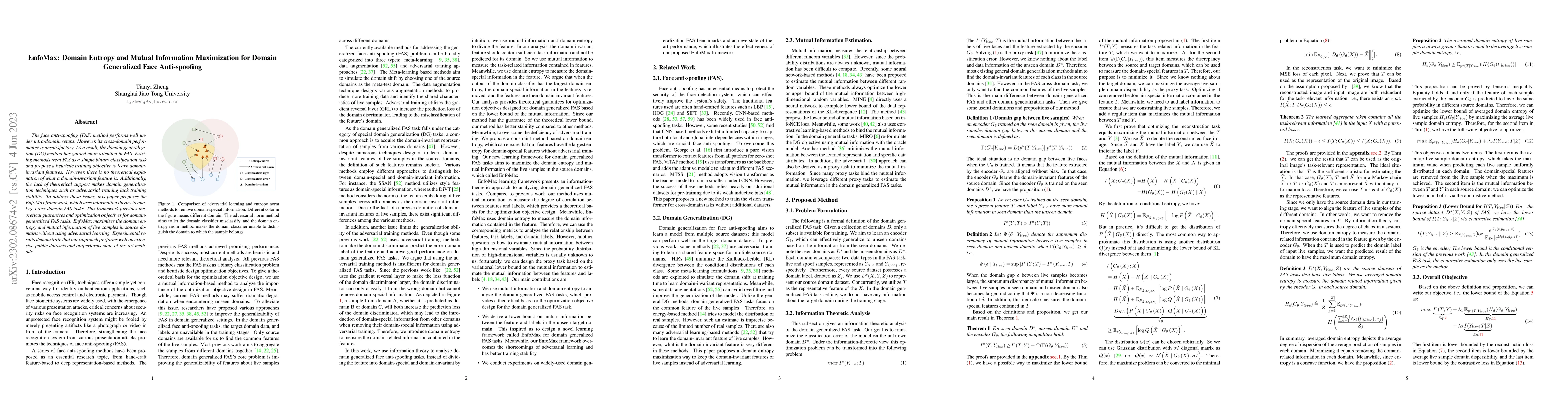 Thumbnail for EnfoMax: Domain Entropy and Mutual Information Maximization for Domain
  Generalized Face Anti-spoofing