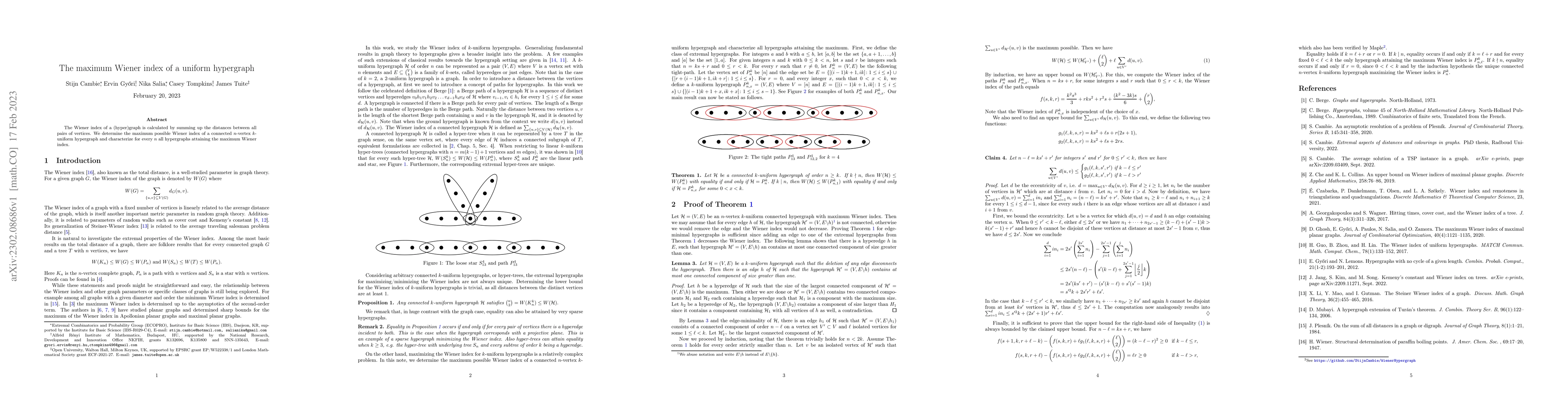Thumbnail for The maximum Wiener index of a uniform hypergraph