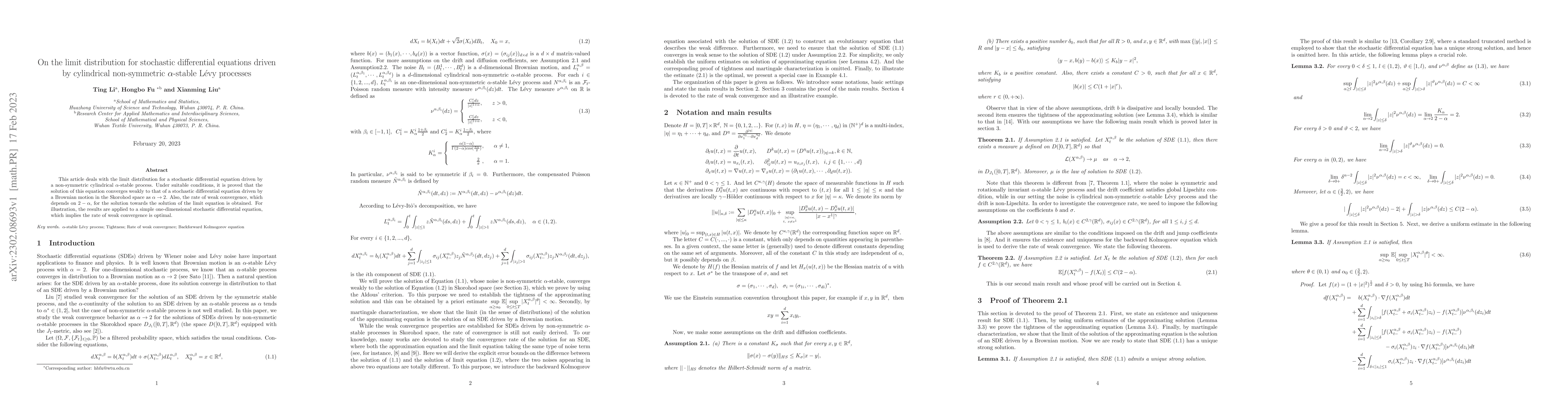 Thumbnail for On the limit distribution for stochastic differential equations driven
  by cylindrical non-symmetric $\alpha$-stable L\'{e}vy processes