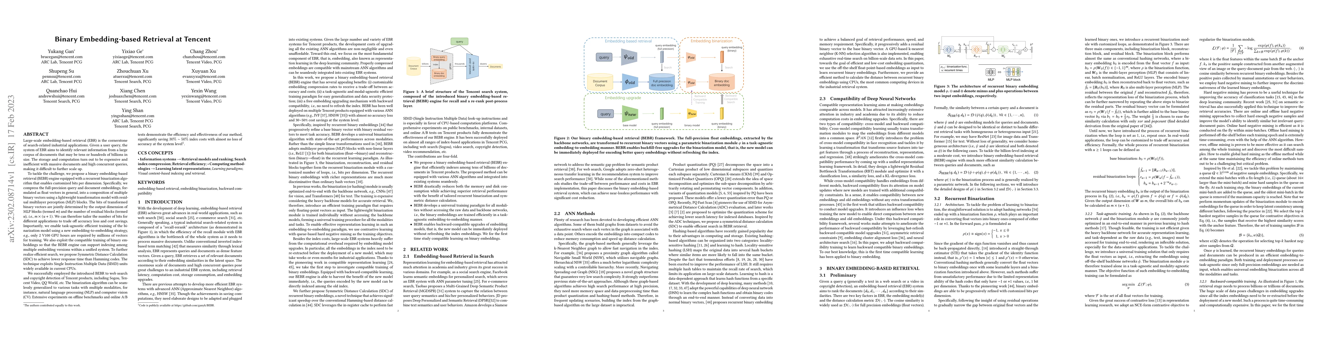 Thumbnail for Binary Embedding-based Retrieval at Tencent