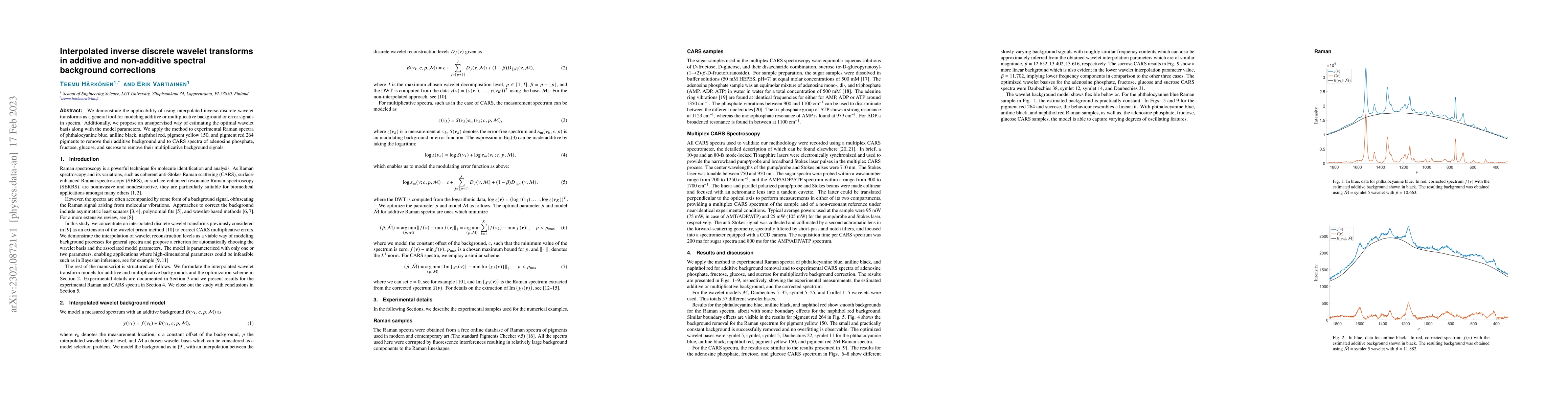 Thumbnail for Interpolated inverse discrete wavelet transforms in additive and
  non-additive spectral background correction
