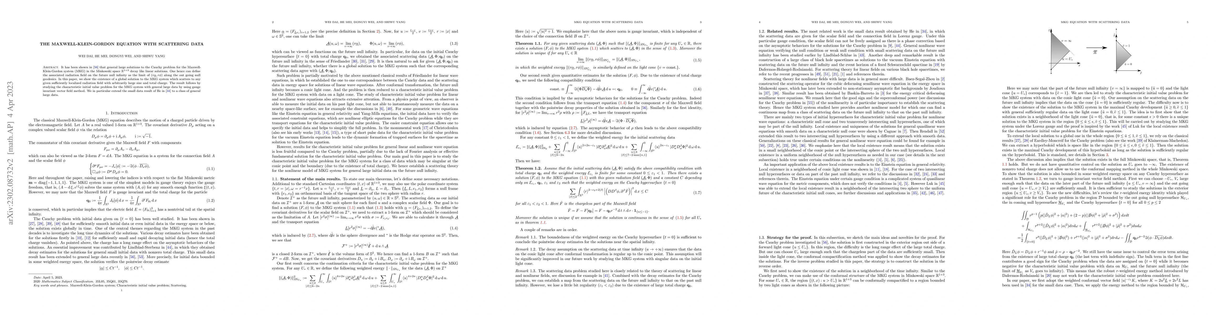 Thumbnail for The Maxwell-Klein-Gordon equation with scattering data