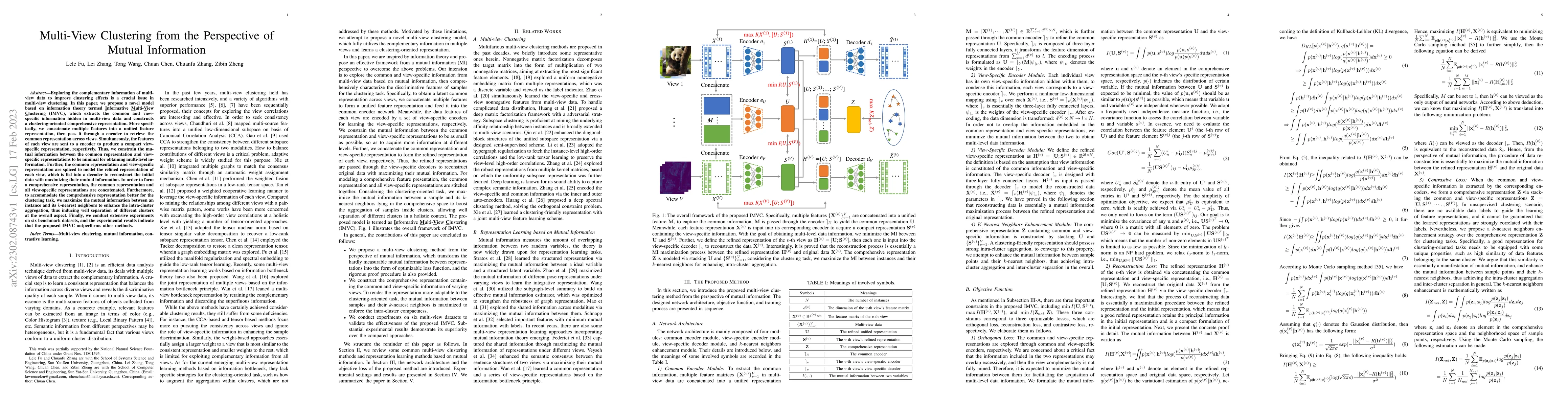 Thumbnail for Multi-View Clustering from the Perspective of Mutual Information