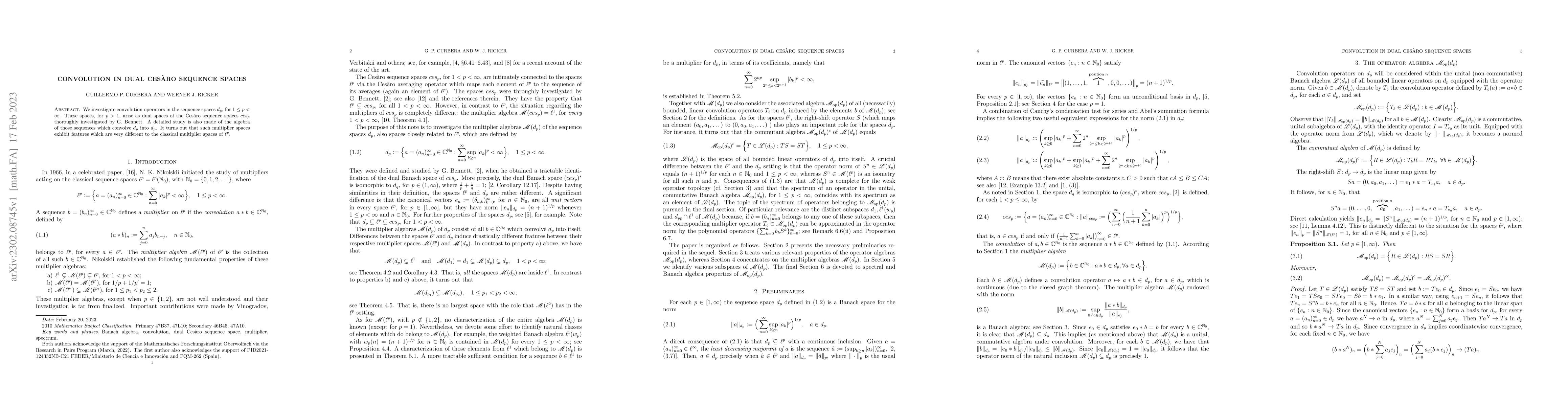 Thumbnail for Convolution in dual Ces\`aro sequence spaces