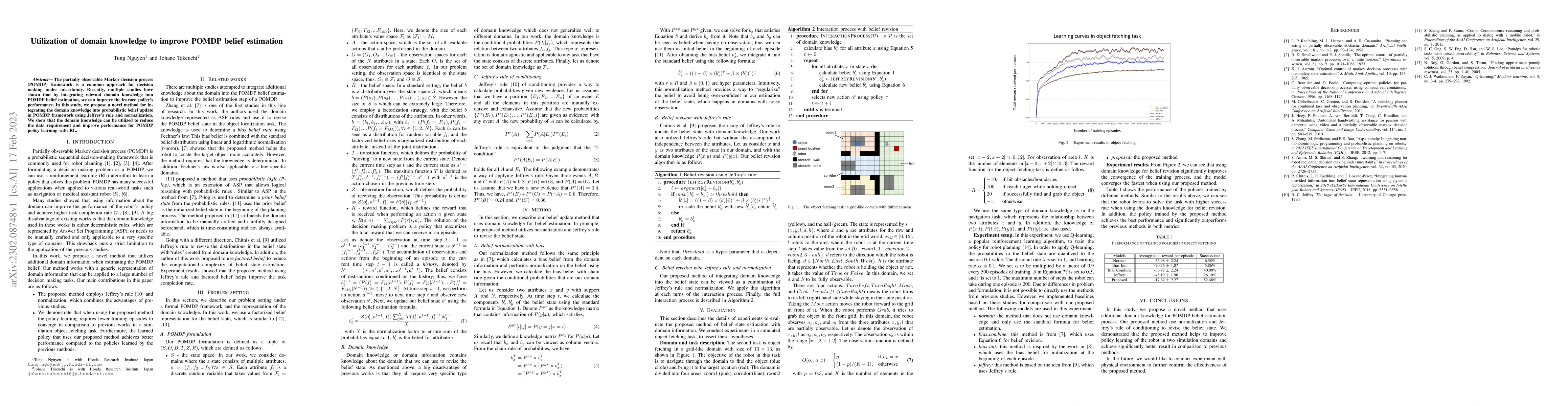 Thumbnail for Utilization of domain knowledge to improve POMDP belief estimation